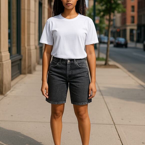 Gap Cheeky Straight High Rise Shorts - Black - Button Fly - Size 29/8 - NEW - Picture 1 of 10